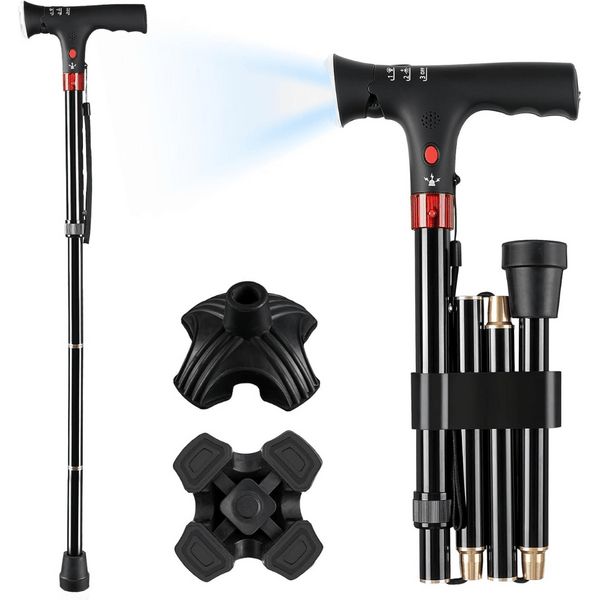 Collapsible Telescopic Folding Cane with LED