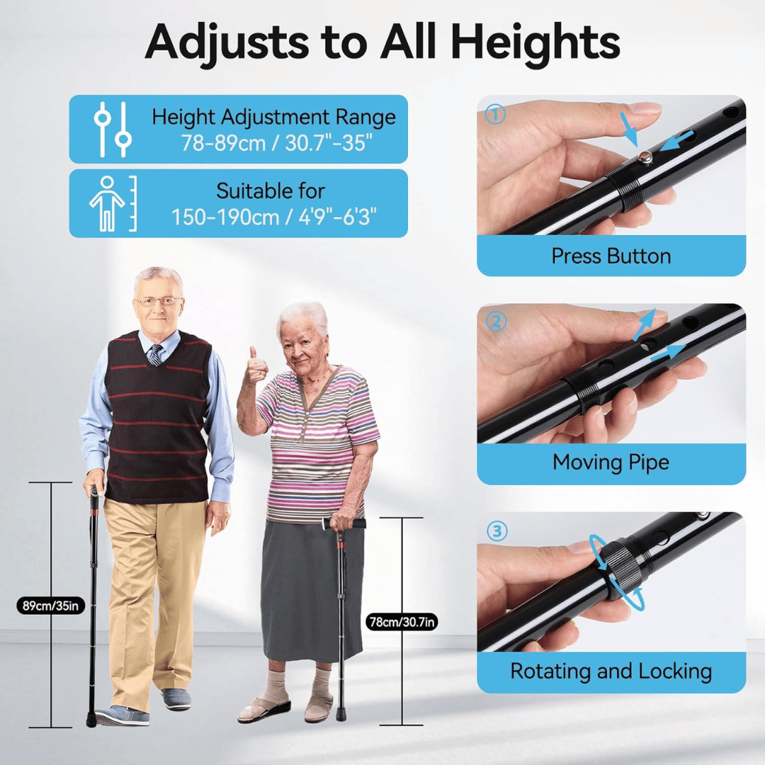 Collapsible Telescopic Folding Cane with LED